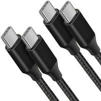 Lot de 2 Câble USB-C vers USB-C Rapide 3A pour Samsung S22 Ultra S22 S23+ S23 Ultra S21 FE S21 S20 S10 S9 - Nylon Renforcé 1M Noir