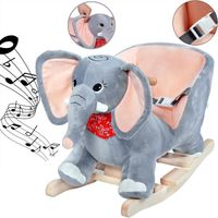 Eléphant à bascule - DEUBA - Siège avec ceinture de sécurité - Peluche douce - Fonction sonore