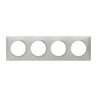 Plaque de finition carrée 4 postes Dooxie - Effet aluminium - 600854 - Legrand