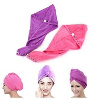 Serviettes turban en microfibres - séchage des cheveux - rose et violet 2 pcs - 25 x 70 cm