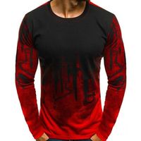 Camouflage à Manches Longues T-Shirt Homme de Marque Fitness Impression Camo T-Shirts Hommes Coton Col rond Coupe slim   de-Rouge