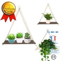 TD® Cintre de plante en dentelle suspendue étagère en bois en pot tissé support de rangement de décoration intérieure flottante