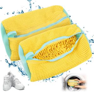 Sac à Linge Pour Chaussures – Pochette Lavage Maille Jaune – Filet à Baskets