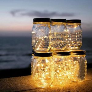 LAMPION Lanterne De Jardin Solaire - Mason Jar - Imperméable - LED - Verre - Energie Solaire