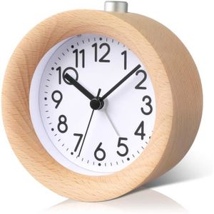 EKKONG Réveil Matin Chambre Réveil Silencieux sans Tic-Tac Réveils de Voyage avec la lumière de Nuit pour Garçons et Les Filles Blanc Bureau