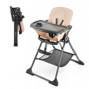 CHAISE HAUTE  Chaise haute pliable KINDERKRAFT FOLDEE - Réglable - Rose - Pour bébé de 6 mois à 3 ans