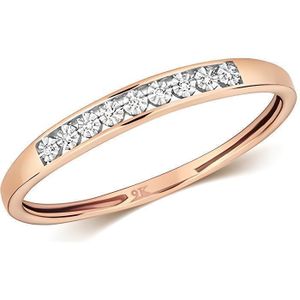BAGUE - ANNEAU Bague Femme - Or Rose 375-1000 - Diamant Brillant H-I1 - Sertissage Illusion - 9 Pierres