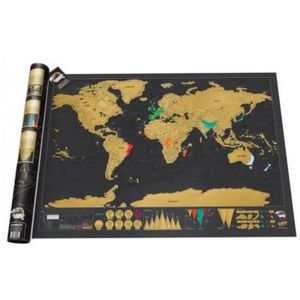PLV - AFFICHE IY28311-Carte du monde à gratter noire-dorée