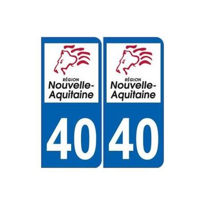 2 AUTOCOLLANT PLAQUE IMMATRICULATION DEPARTEMENT 40 BLASON NOUVELLE AQUITAINE 2 AUTOCOLLANT PLAQUE IMMATRICULATION DEPARTEMENT 40 BLASON NOUVELLE AQUITAINE
