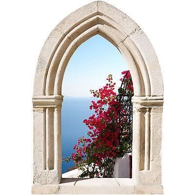 Sticker Mural Trompe L Oeil Arche Deco Coucher De Soleil Montagne 860
