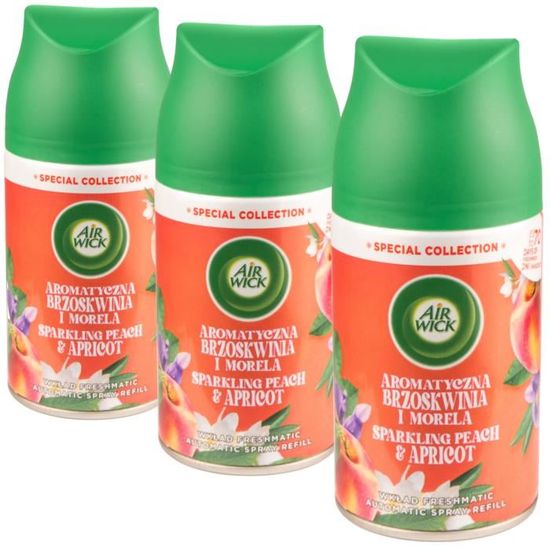 DÉSODORISANT AIR WICK FRESHMATIC AU PARFUM RECHARGE MANGUE PÊCHE 250 ML - 3 PIÈCES