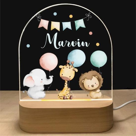 Veilleuse Bébé Personnalisable - Écris Nom Et Date, Cadeau Naissance Fille Garçon