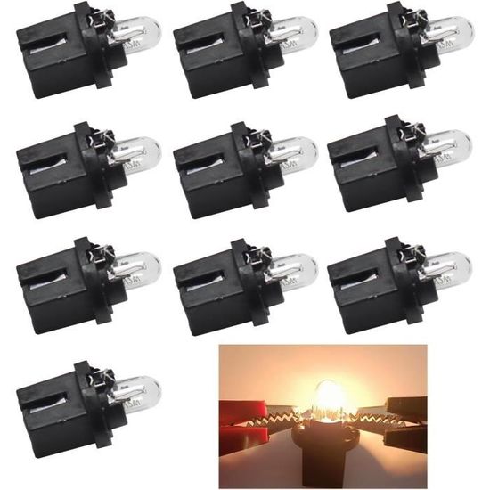 Anrbb 10x T5 12V 2W Mini-Glühbirnen - Hellgelbe Armaturenbrett-Beleuchtung Für Auto-Innenraum