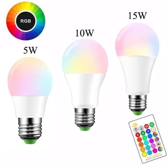 1X E27 5W Ampoule 16 couleurs RGB + lumière blanche FROID LED flash Télécommande 4 modes changement de couleur