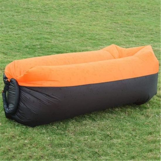 Lit à coussin d'air - Sac de couchage gonflable - Orange - Pour camping et extérieur