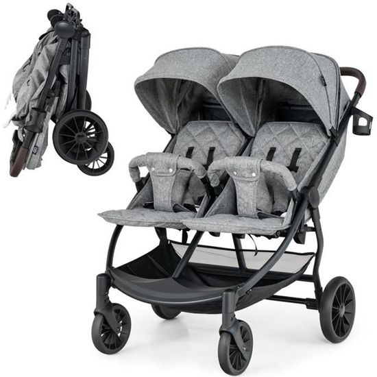 COSTWAY Poussette Bébé 3 Ans Pliable à une Main avec  Tige,Dossier-Repose-pieds Réglables,Auvent Rétractable, Sangle d'Attache  Beige - Cdiscount Puériculture & Eveil bébé