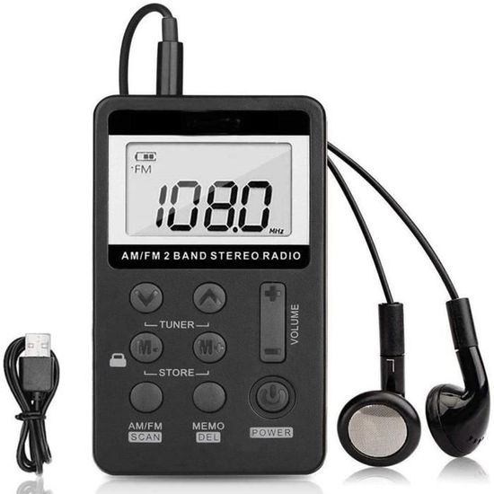 Radio Portable AM/FM - Mini Lecteur Avec écouteurs - Idéal Camping Et Randonnée