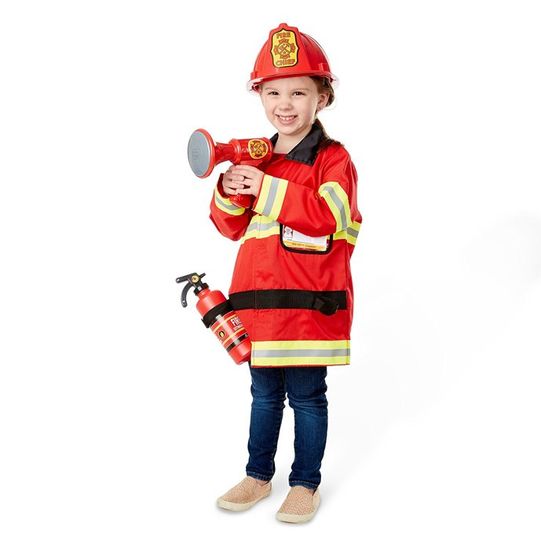 Costume De Pompier Enfant Avec Accessoires (8 Pièces) - Déguisement Jeu De Rôle Pour Halloween, Carnaval, Fête