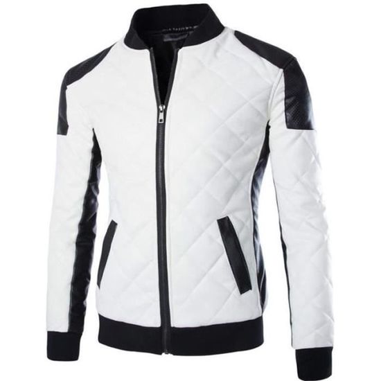 Veste En Cuir D'agneau Premium Pour Homme - Marque Zayn Leather - Fait Main En Inde - Couleur Blanc - Style Biker/moto - Taille Sur Mesure - Neuf Avec étiquettes