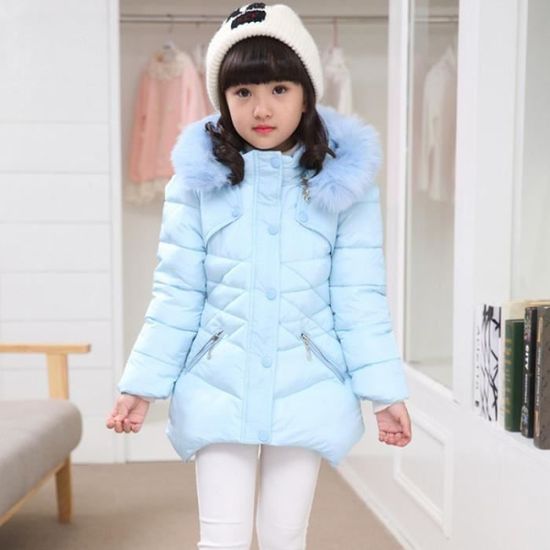 Doudoune fille enfant longue slim matelass e capuche en fausse