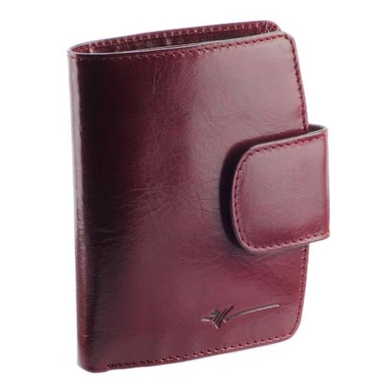 Portefeuille En Cuir Rouge Bordeaux Vintage - Porte-monnaie Maroquinerie Femme (Occasion, Bon état Général)