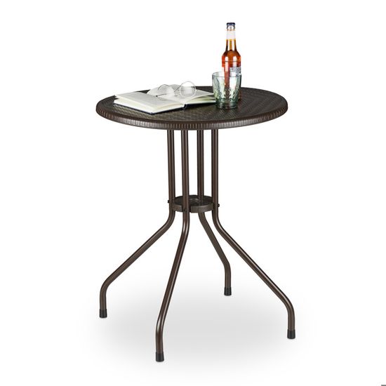 Mini-Table Pliante Bambou Relaxdays - Porte-Verres Et Bouteille - Apéro Extérieur Ou Canapé