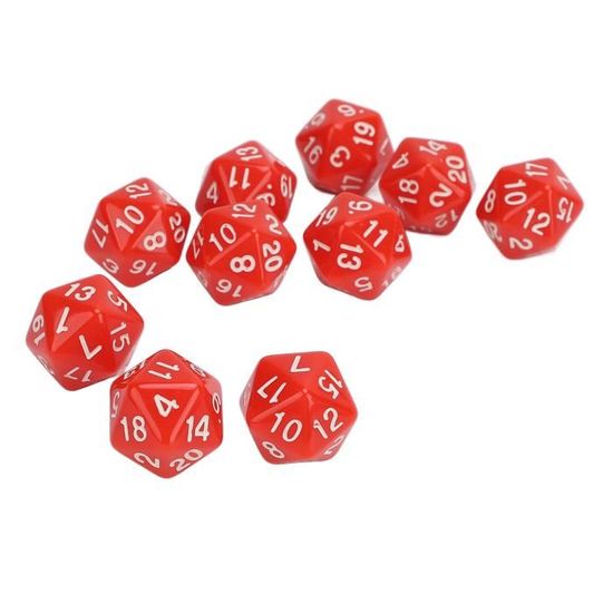 Lot De 10 Dés Polyédriques 20 Faces - Plastique Durable, Chiffres Gravés - Jeux De Rôle (D&D), Apprentissage Maths - 2