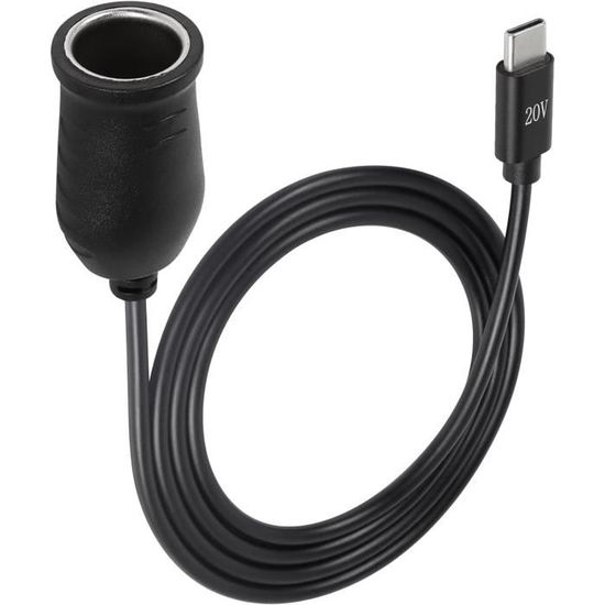 Câble USB-C Vers Allume-Cigare Sinloon - Adaptateur 5V/9V/12V/15V/20V, 1,8m, Pour Dashcam, GPS, Appareils Voiture