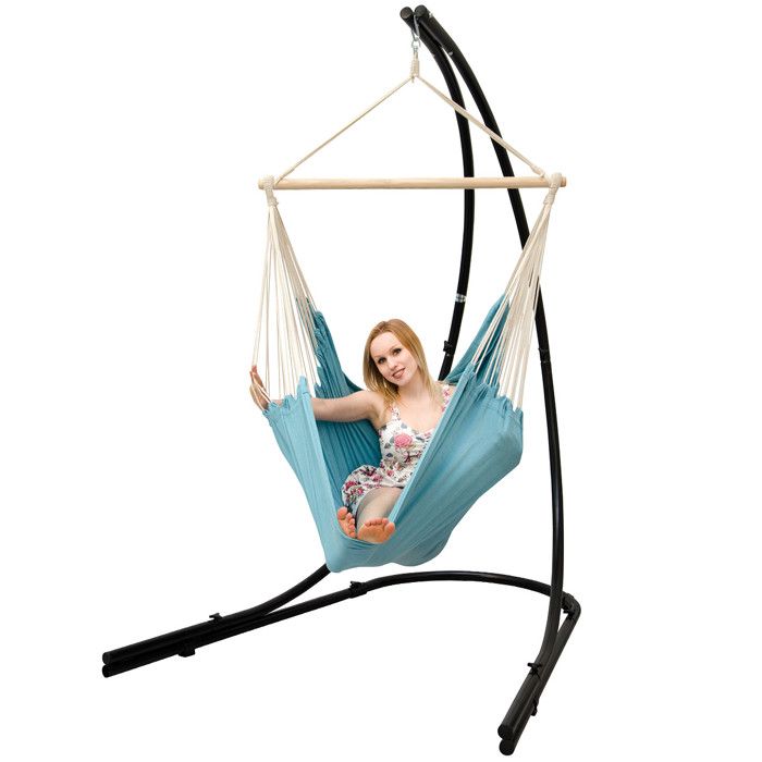 Support Hamac avec Chaise Suspendue XXL Fauteuil de Balancoire 360° Bleu