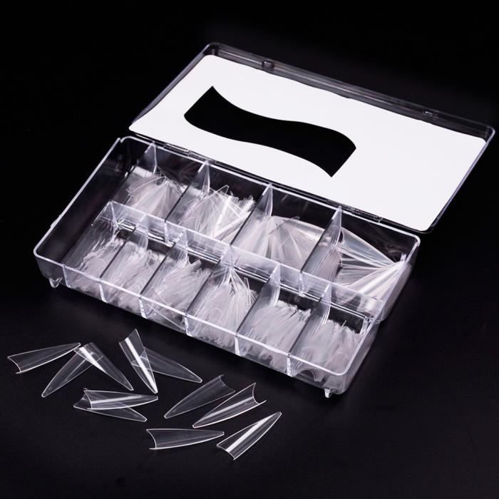 【Vernis à ongle】500PCS Extra Long Faux Ongles Conseils Acrylique Gel Salon Demi-Couverture Astuce Nail Outils_GTt2825