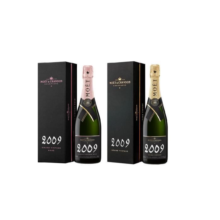 Lot de 2 Bouteilles 0.75 Moët et Chandon Grand Vintage 2009 Rosé et Brut