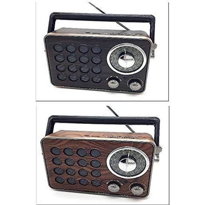 Poste de radio bluetooth design bois rétro lecteur MP3 usb carte sd auxiliaire rechargeable 02