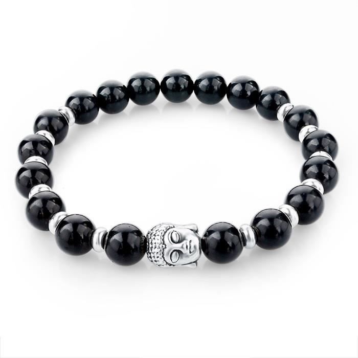 Bracelet perles naturelles - tourmaline noire bouddha