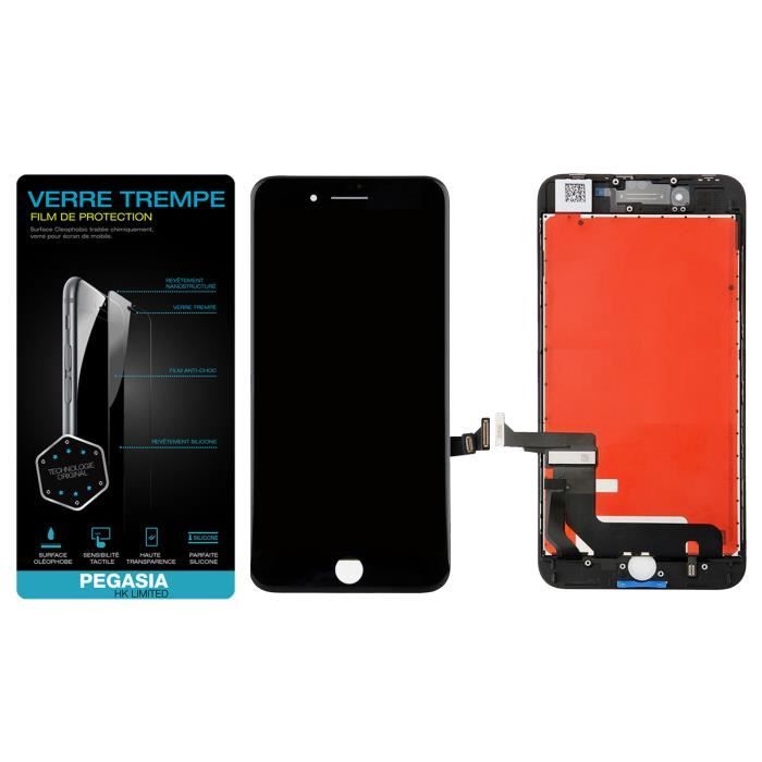 VITRE TACTILE + ECRAN LCD RETINA PREMIUM POUR IPHONE 8 PLUS NOIR + VERRE TREMPE DE PROTECTION OFFERT-PEGASIA