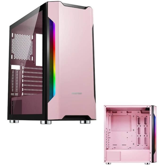 BOITIER PC PANNEAUX LATERAUX Rose Boitier Aerocool MidTowerEATXATXMATXITX PC Gaming Computer Case Panneau Lateacuteral en Ver793