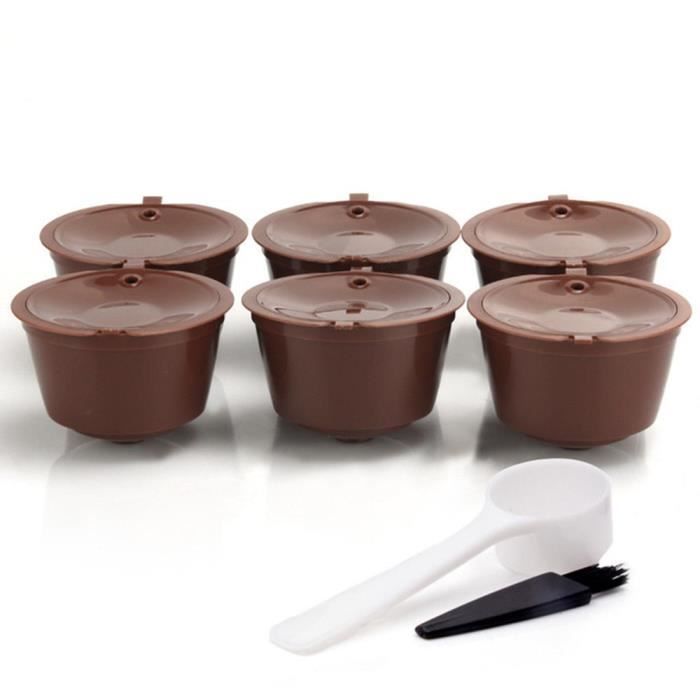 Petit déjeuner - Café,Capsules à café réutilisables pour Nescafe Dolce Gusto, 3e génération, filtres, paniers - Type 6pcs Brown