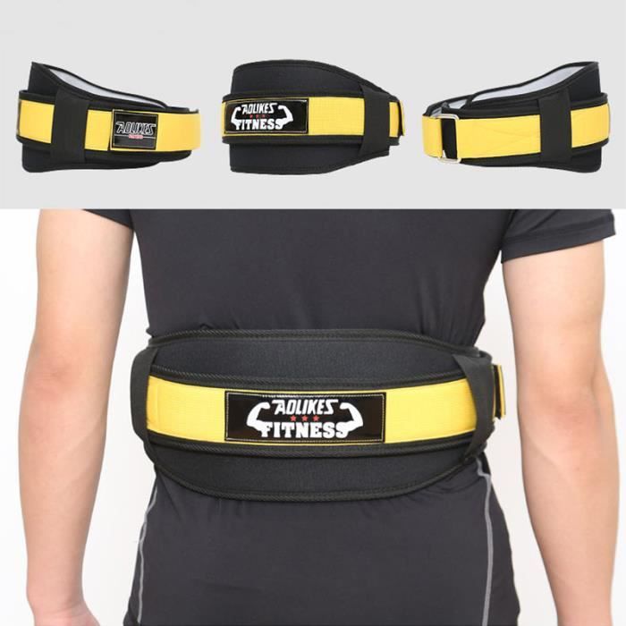 Ceinture de Force Musculation Fitness Ceinture Bodybuilding Haltérophilie Entraînement Squats Support lombaire Sanda Jaune M