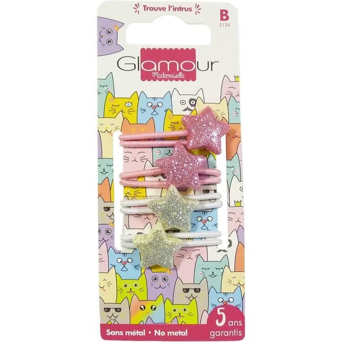 Glamour Mademoiselle élastiques cheveux étoile paillettes lot x4