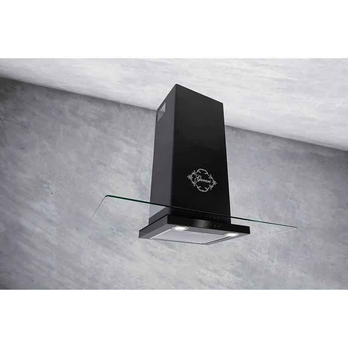 GURARI Hotte murale GCH T 466 60 BL PRIME hotte murale 60 cm, 1000 m³/h, en noir, avec verre