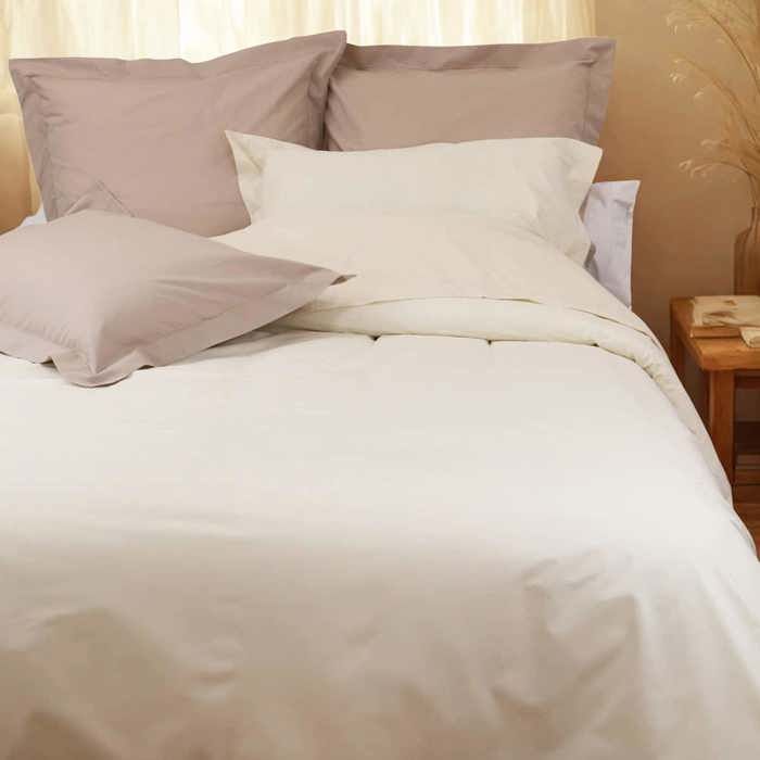 LINANDELLE - Housse de couette unie coton Percale 200 fils DESIREE - Ivoire - 240x260 cm