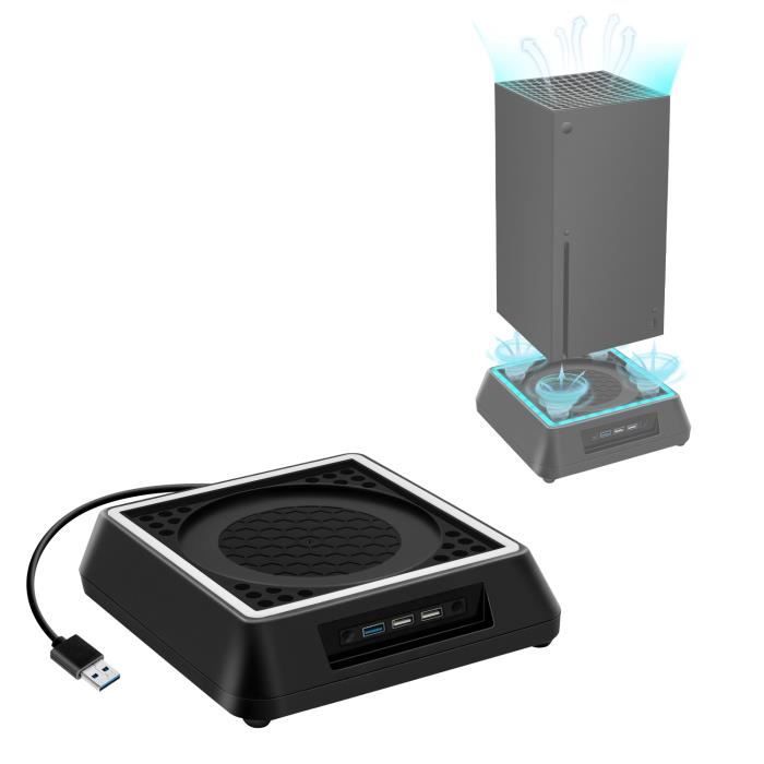 Support de Ventilateur de refroidissement avec éclairage LED et indicateur pour console Xbox Series X - Noir
