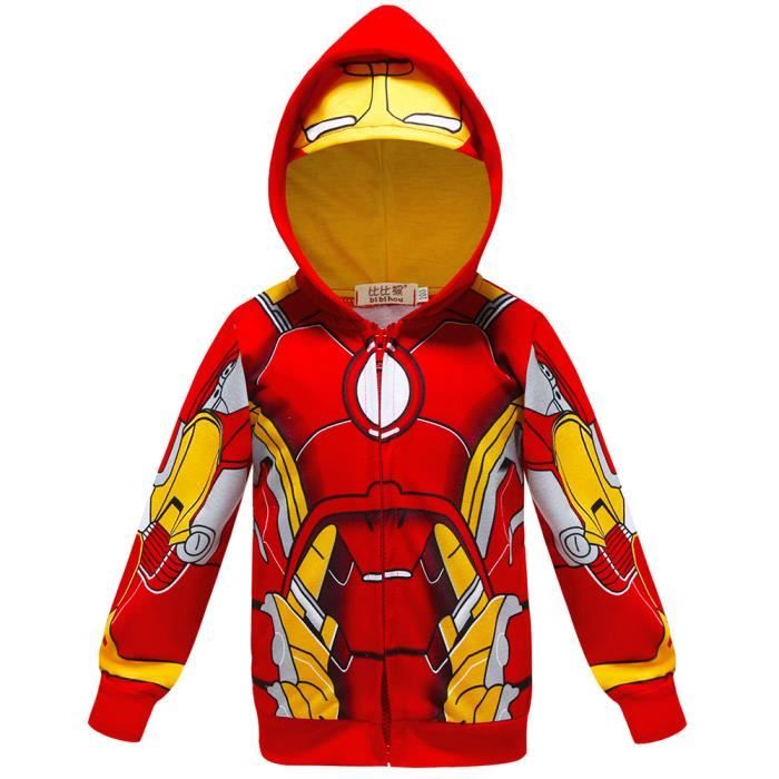 cosplay garçon Veste zippée Encapuchonné SWEATSHIRT Chandail Spiderman rouge