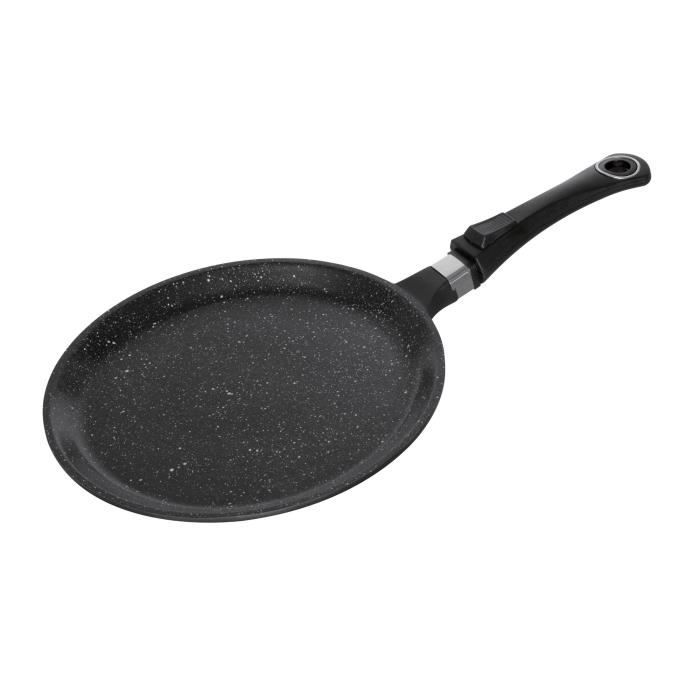 Poêle à crêpes Ø 28 cm  Façon pierre  - PRADEL EXCELLENCE - Gamme PREMIUM - Compatible tous feux dont induction. Manche amovible.