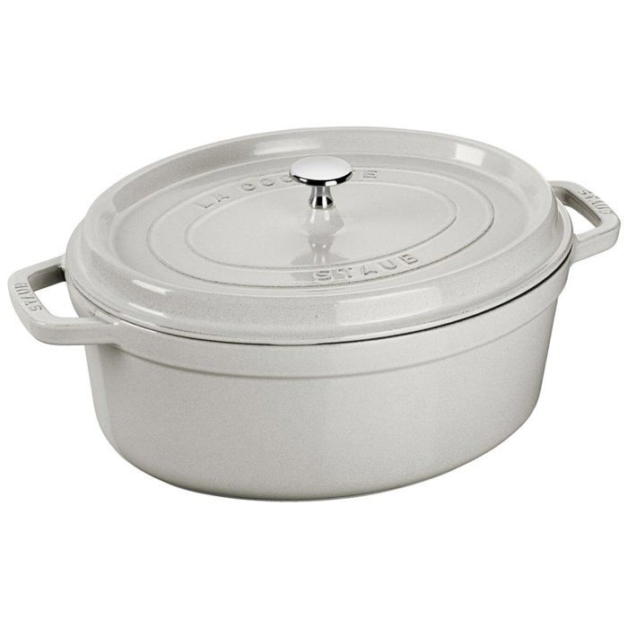 COCOTTE EN FONTE AVEC PICOTS OVALE 29 CM TRUFFE BLANCHE - STAUB