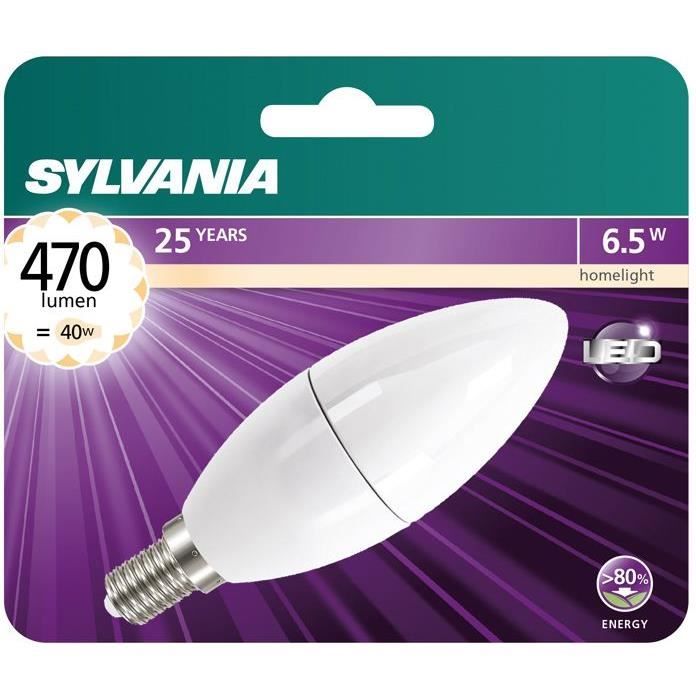 Led flamme dépolie E14 470lm blister