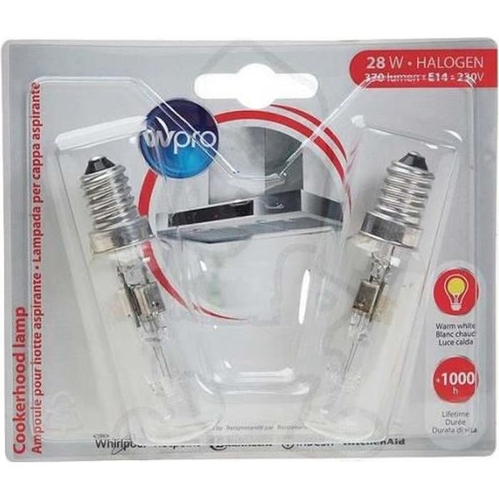 Lampe Halogène 28W Eco/40W E14 Hotte Whirlpool (484000008834)