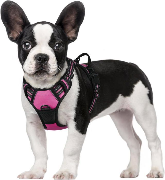 Comparer les prix de Harnais Chien Anti Traction Rose Rouge XS Harnais Chien avec Poignée Facile à Mettre Gilet Réglable Réfléchissant pour Petit Chien