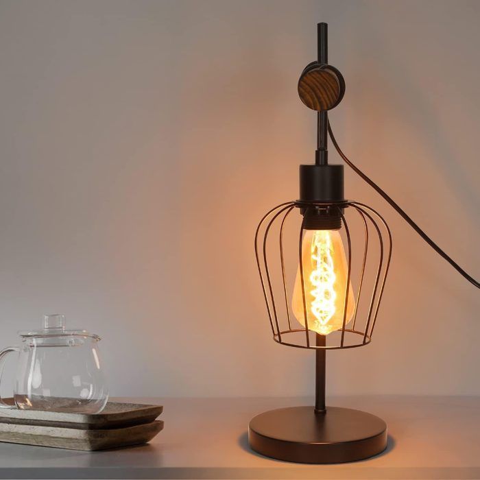 Lampe de table - NETTLIFE - E27 - Noir - Métal - Hauteur 46 cm
