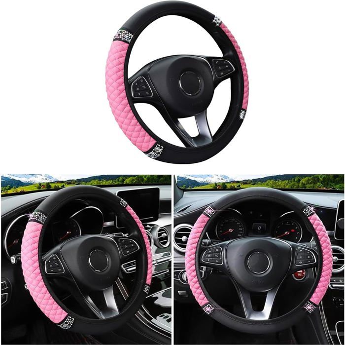 Ahlsen Housse De Volant De Voiture Universelle En Cuir, Coutures Bricolage, Respirante