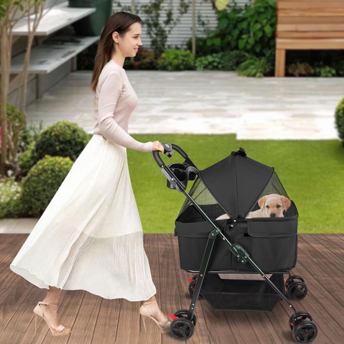 Comparer les prix de JEOBEST Poussette pour Chien Pliable jusquà 15kg - Véhicule Léger Compact pour Transport Sécurité Promenade Voyage50*65*99cm
